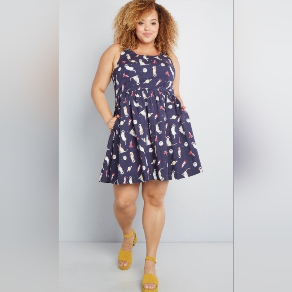 Modcloth - Space Cats Dress - 4X
